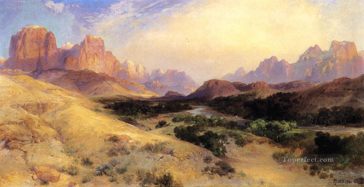 Zion Valley South Utah Rocky Mountains School Thomas Moran Oil Paintings